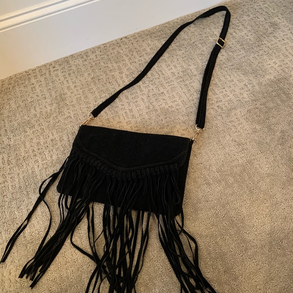 NastyGal Fringe Crossbody bag black
